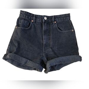 Zara Black Denim Cuffed Jean Shorts Size 4